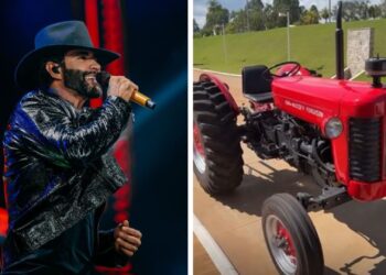 Gusttavo Lima realiza sonho de criança ao comprar trator: ‘Corria longe para ver um desses’